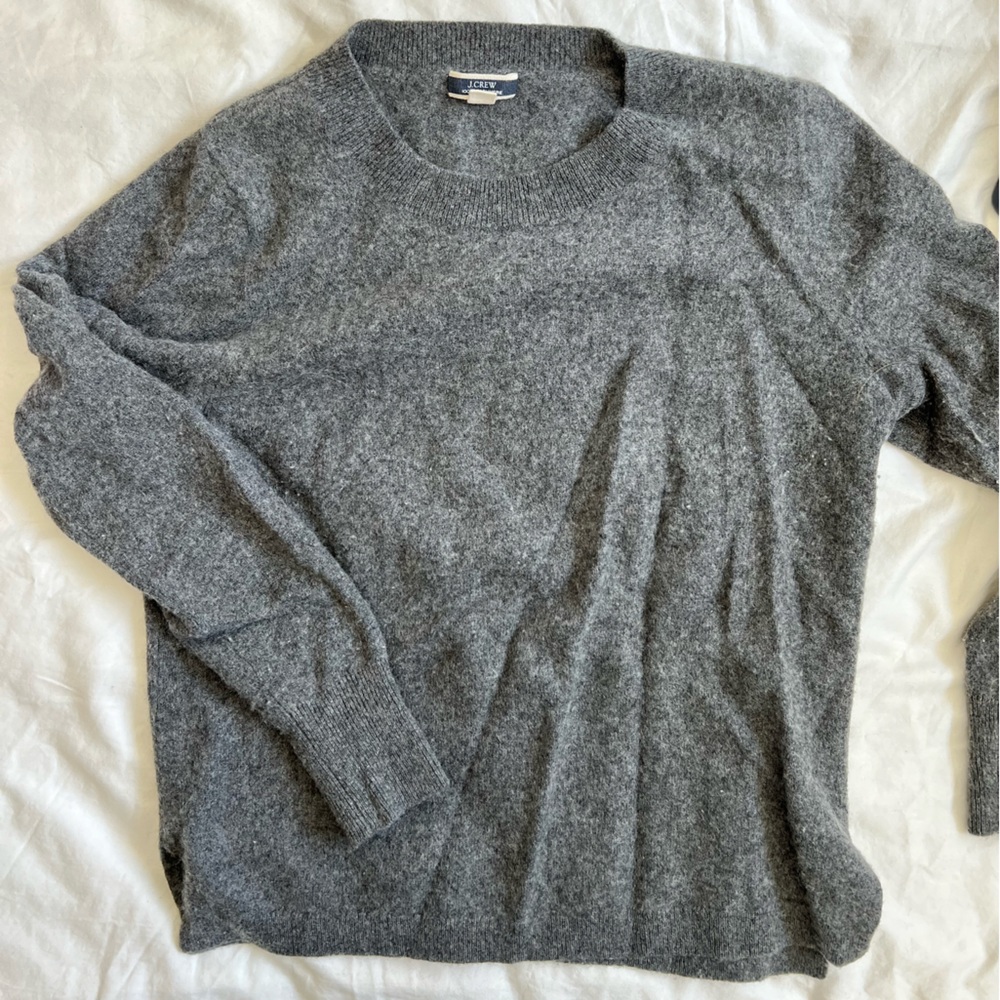 J Crew Classic Cashmere Sweater. Steel gray. Size M